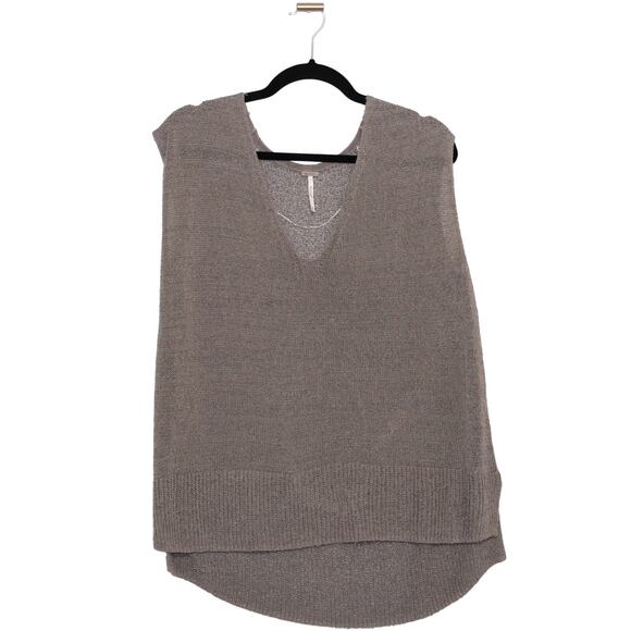 Free People Taupe Brown Blouse Knit Top Size XS - Picture 1 of 10